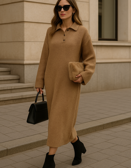 Robe longue en maille chic – Confort & Élégance intemporelle