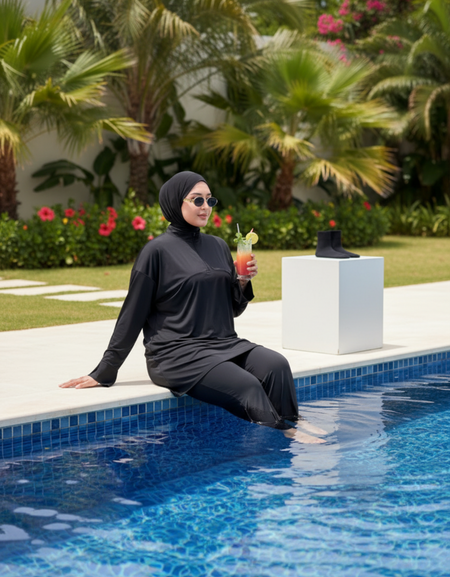Burkini Luxe 5 Pièces – Élégance & Confort Absolu + Chaussettes Offertes