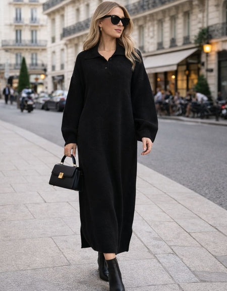 Robe longue en maille – Élégance urbaine & confort absolu