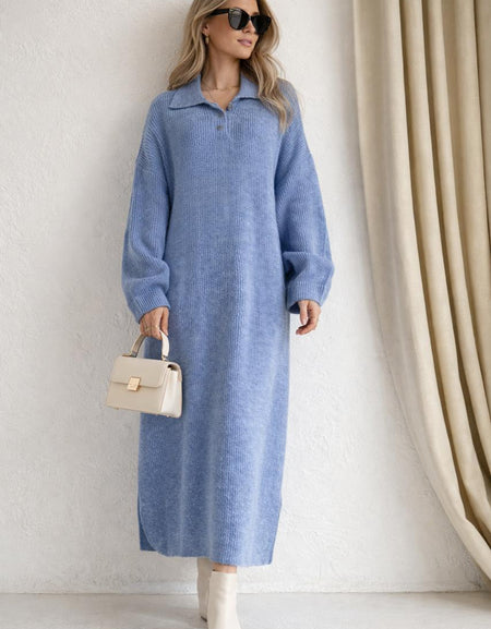 Robe longue en maille – Élégance urbaine & confort absolu