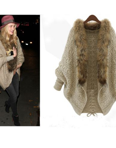 Gilet Oversize pour Femme avec Bordure Fourrure