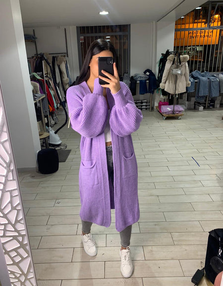 Cardigan long tricoté femme Maroc violet