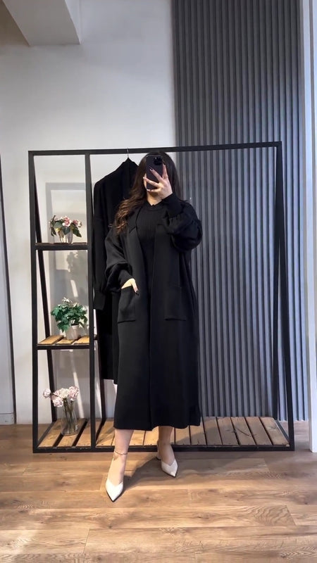 Ensemble Robe Longue et Cardigan Tricoté