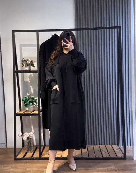 Ensemble Robe Longue et Cardigan Tricoté