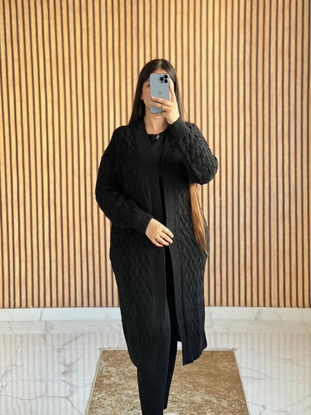 Cardigan femme long en tricot – Style chic & confortable