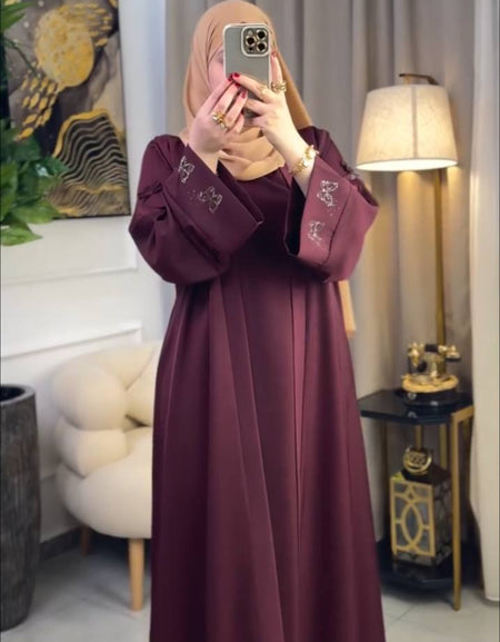 Abaya Deux Pièces Élégante avec Broderies