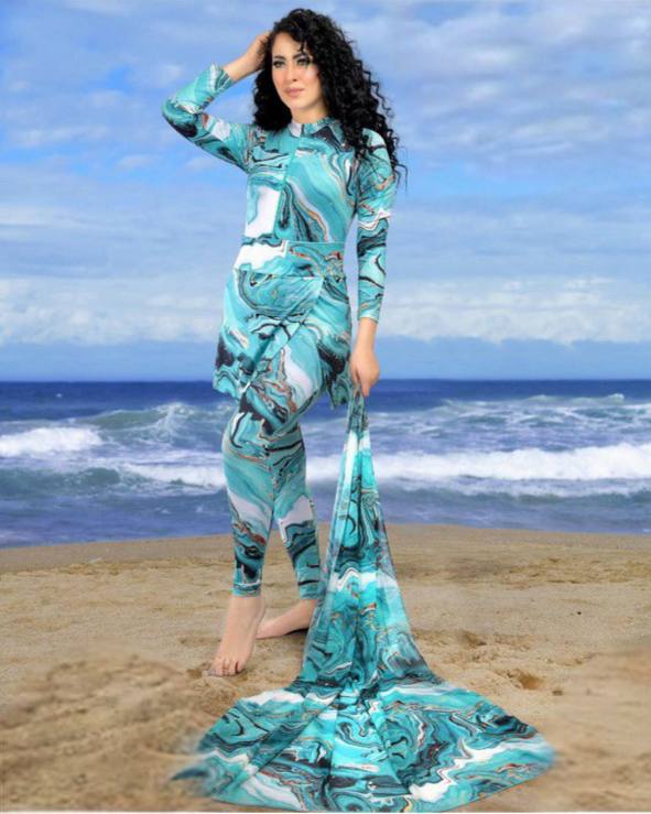 Burkini Élégance Océan - Motif Marbré