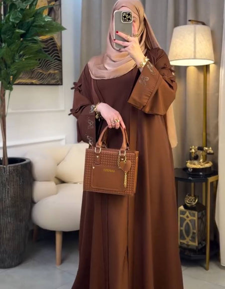 Abaya Deux Pièces Élégante avec Broderies
