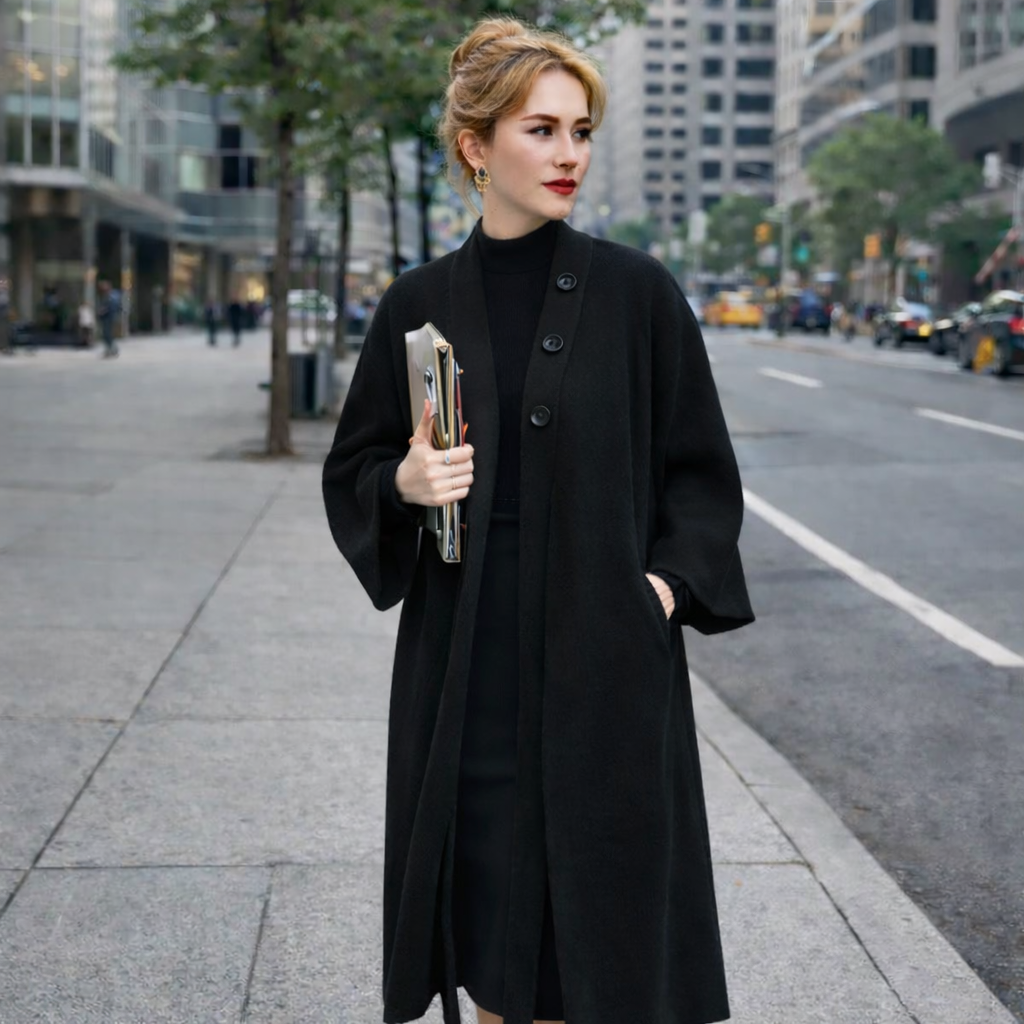 Cardigan Laine Style Manteau – Long, Chic et Élégant Femme