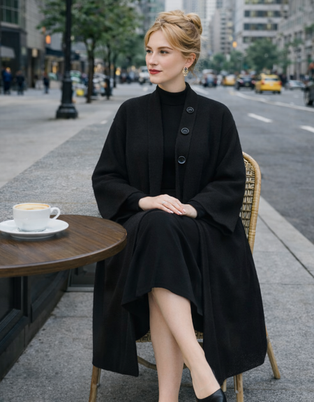 Cardigan Laine Style Manteau – Long, Chic et Élégant Femme