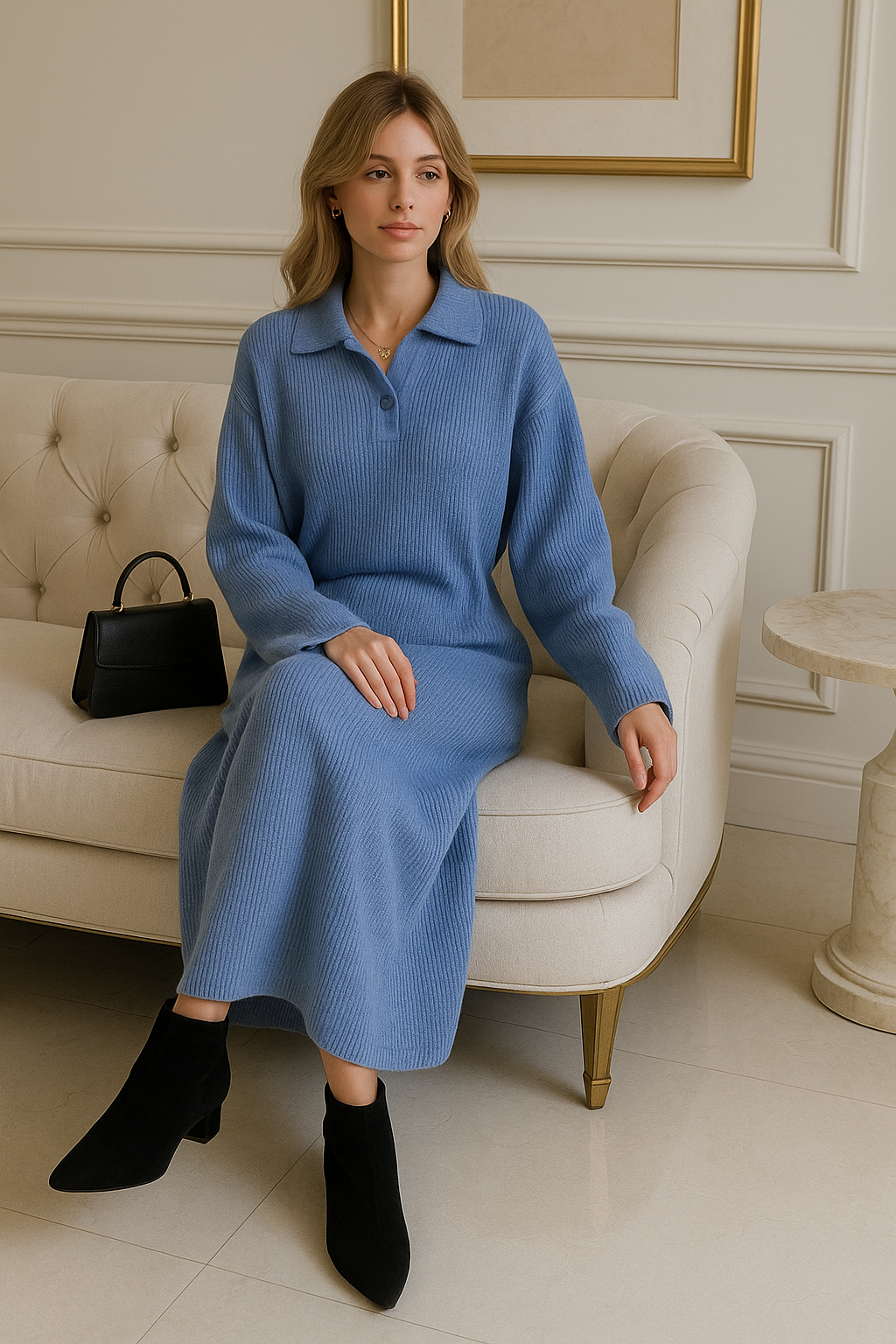 Robe longue en maille chic – Confort & Élégance intemporelle