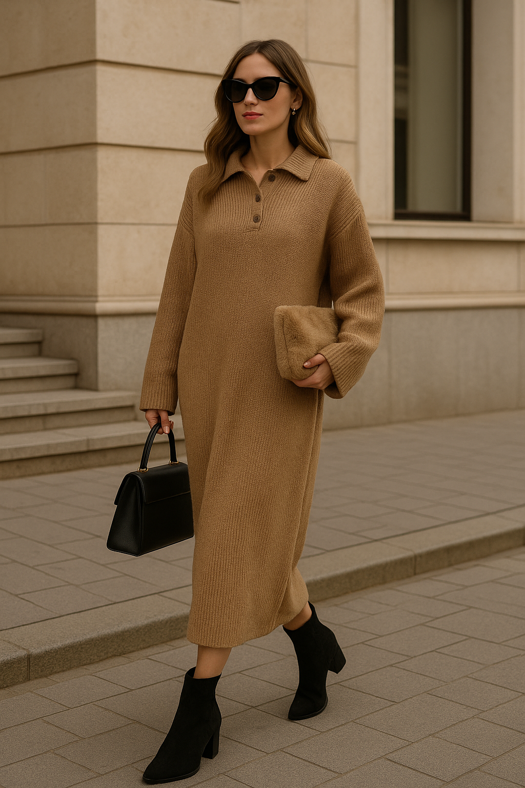 Robe longue en maille chic – Confort & Élégance intemporelle