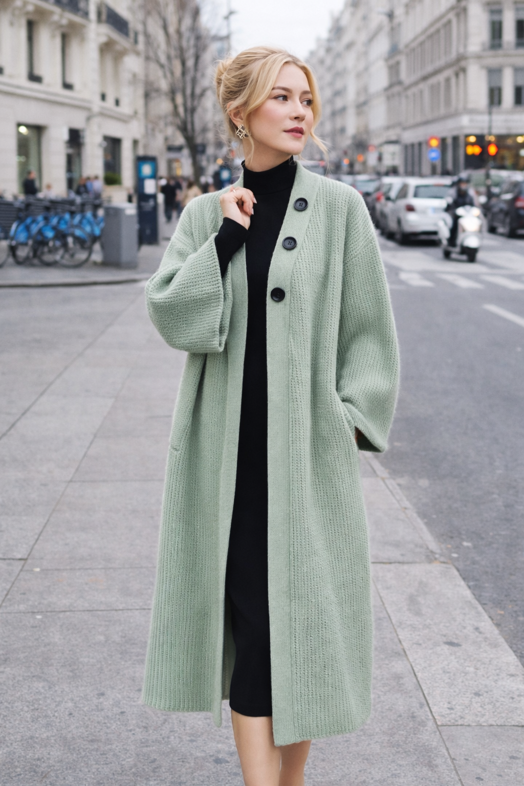 Cardigan Laine Style Manteau – Long, Chic et Élégant Femme