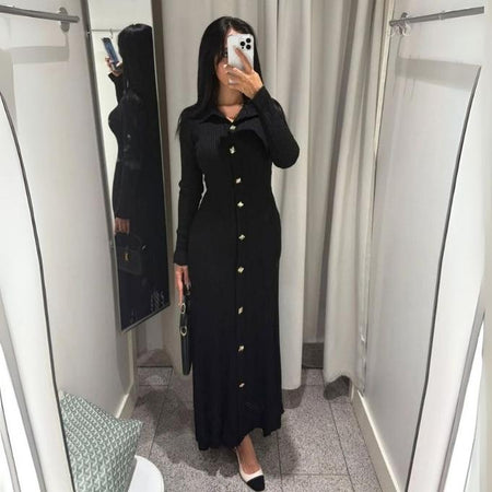 Robe Tricot Chic avec Détails Boutons