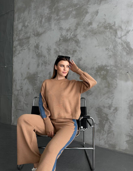 Ensemble en Maille avec Détail Effet Jean