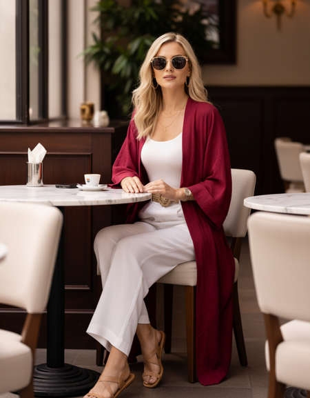 Kimono Bordeaux Élégance Luxe