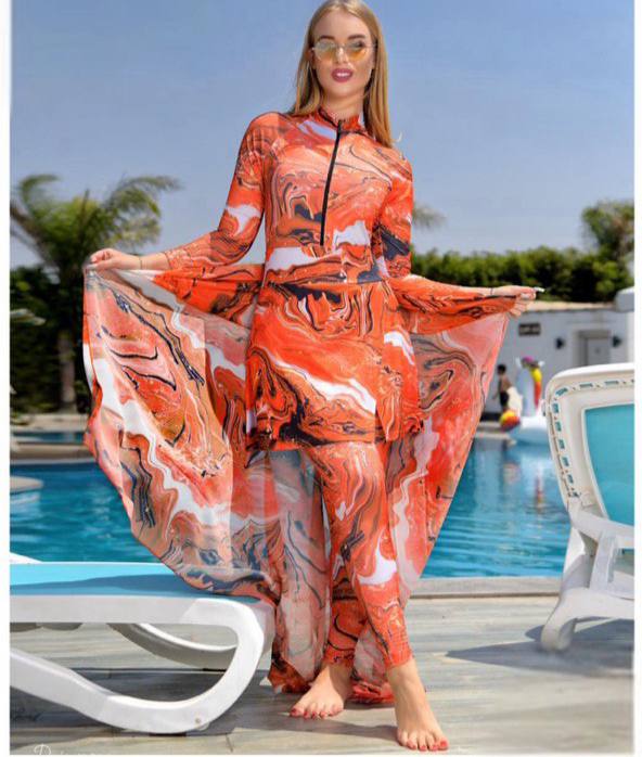 Burkini Élégance Océan - Motif Marbré