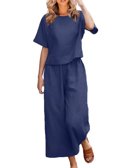 Chemise à col rond et pantalon pour femme reff 2060