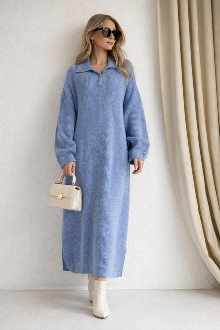 Robe longue en maille – Élégance urbaine & confort absolu