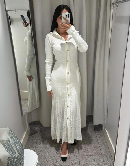 Robe Tricot Chic avec Détails Boutons