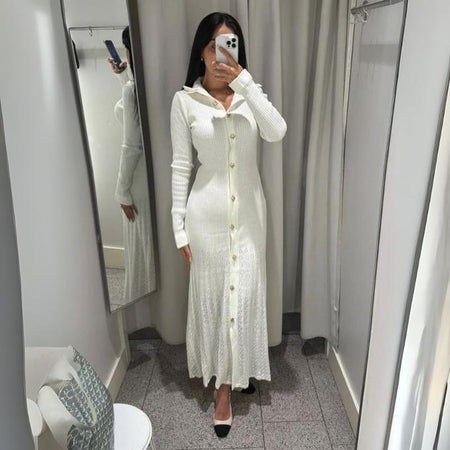 Robe Tricot Chic avec Détails Boutons