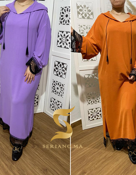 djellaba femme avec dentelle